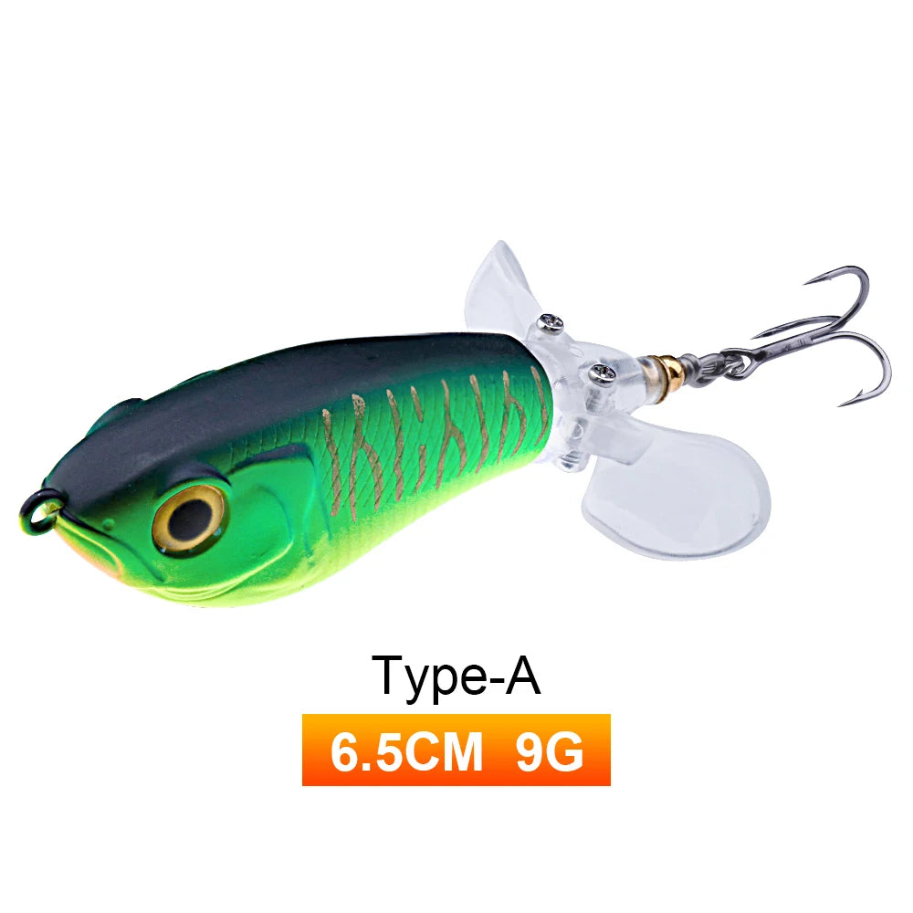 Whopper popper coloris vert-noir tigré doré, taille 65mm/9g