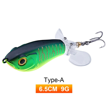 Whopper popper coloris vert-noir tigré doré, taille 65mm/9g