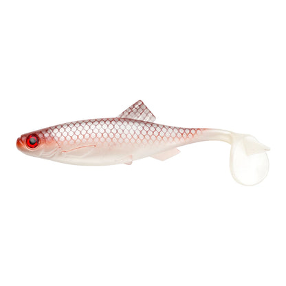 Leurre souple swimbait, coloris blanc nacré translucide