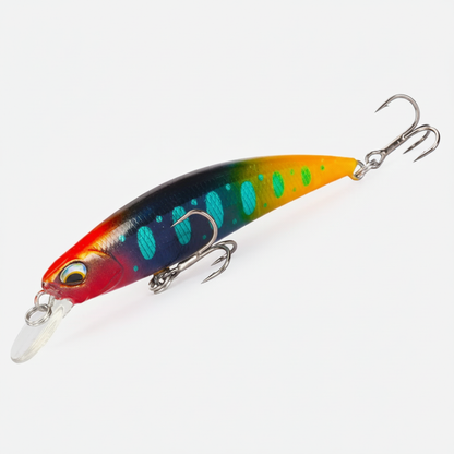 Poisson nageur coloris bleu marine turquoise, packshot studio sur fond blanc.