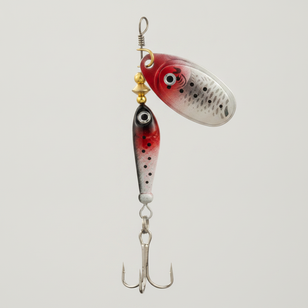 Cuillère LUSHAZER coloris rouge tacheté, vue studio sur fond blanc