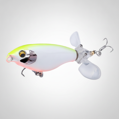 Whopper popper TREHOOK coloris noir-bleu holographique, taille 68mm/7g, vue studio sur fond blanc