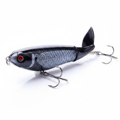 Whopper popper TREHOOK coloris noir, œil rouge, taille 100mm/17g, vue studio sur fond blanc