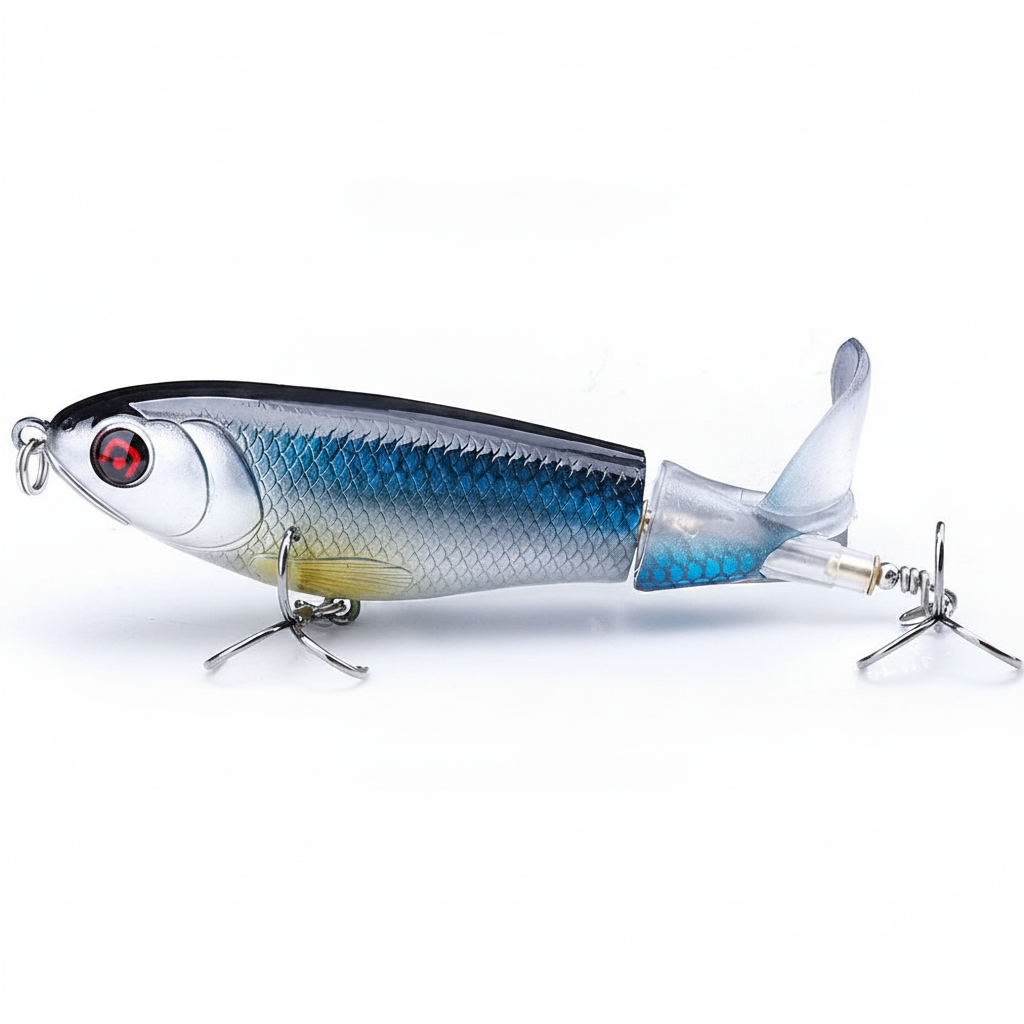 Whopper popper TREHOOK coloris vert-bleu, taille 100mm/17g, vue studio sur fond blanc