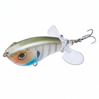 Whopper popper TREHOOK coloris olive-argenté naturel, taille 65mm/9g, vue studio sur fond blanc