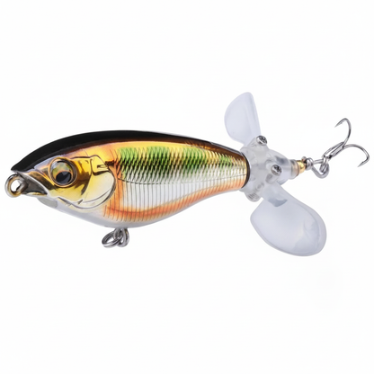 Whopper popper TREHOOK coloris rouge-argenté, taille 68mm/7g, vue studio sur fond blanc