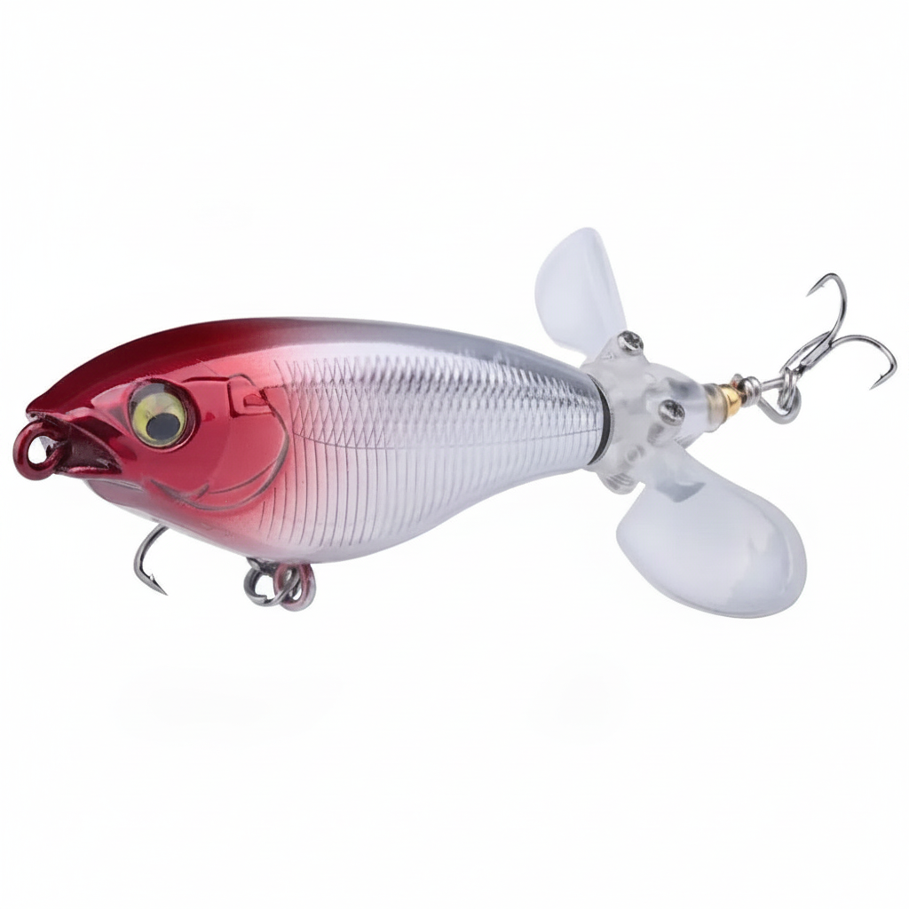 Whopper popper TREHOOK coloris chartreuse-blanc-rose, taille 68mm/7g, vue studio sur fond blanc