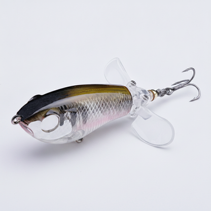 Whopper popper TREHOOK coloris vert-noir tigré doré, taille 80mm/16g, vue studio sur fond blanc