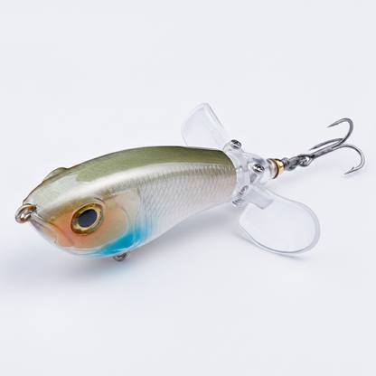 Whopper popper TREHOOK coloris olive-argenté naturel, taille 65mm/9g, vue studio sur fond blanc