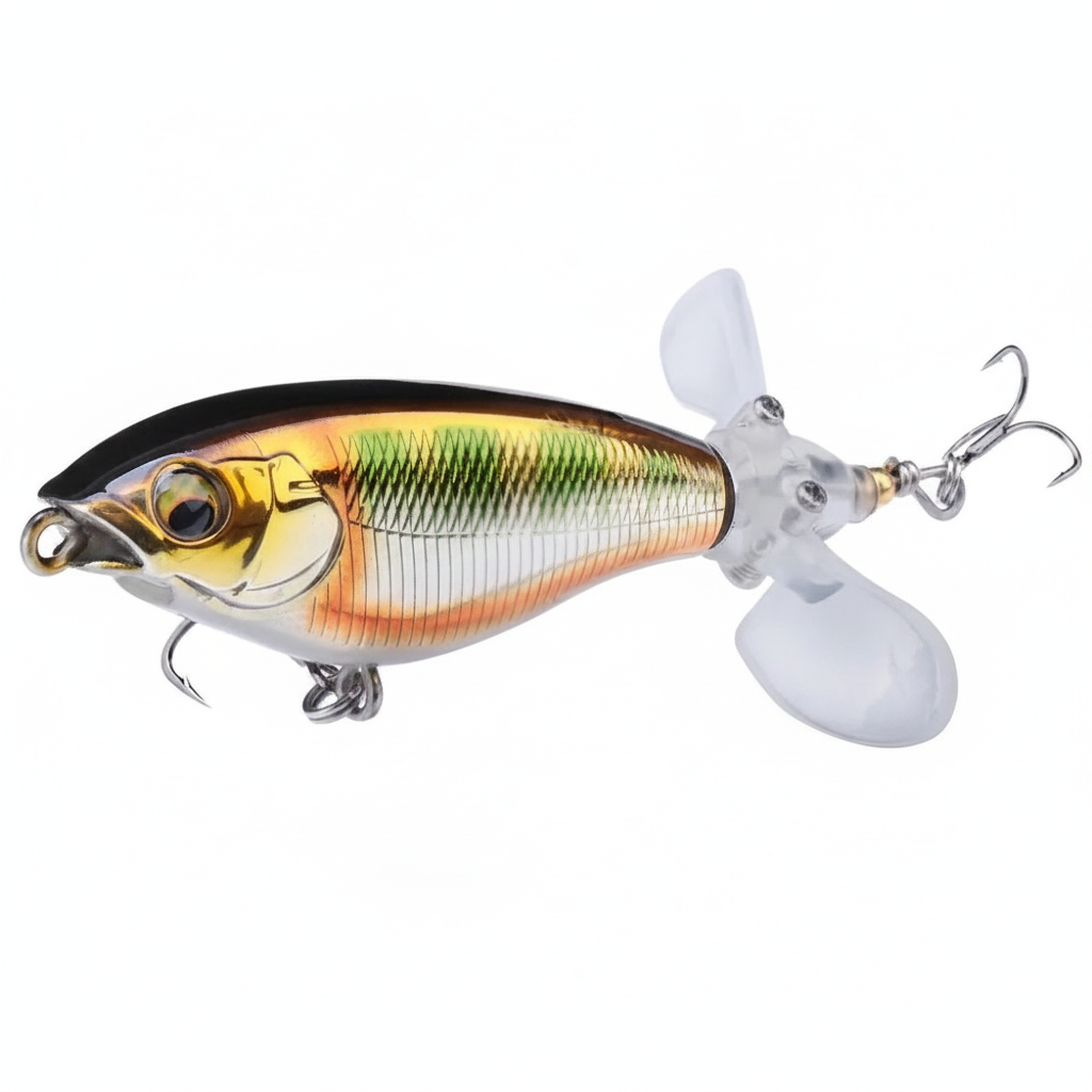 Whopper popper TREHOOK coloris rouge-argenté, taille 68mm/7g, vue studio sur fond blanc